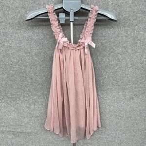 Romwe Women’s Size XS Sheer Mesh/Lace Baby Pink Bow Lingerie Dress